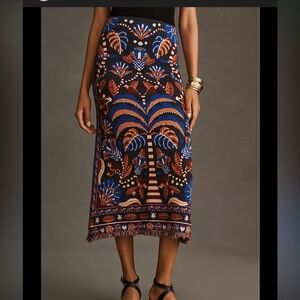 FARM rio nature beauty blue scarf knit skirt